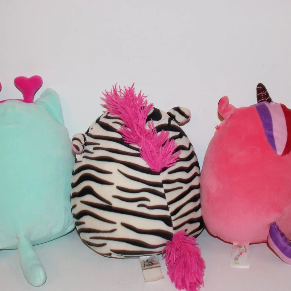 Squishmallows, Lot of 3 , Gal the Unicorn, Tracey the Zebra, Corrina the Cat